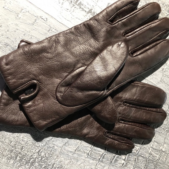 Women's Isotoner Leather Gloves Aris Mocha Brown Cognac trim Supple soft - Picture 3 of 5